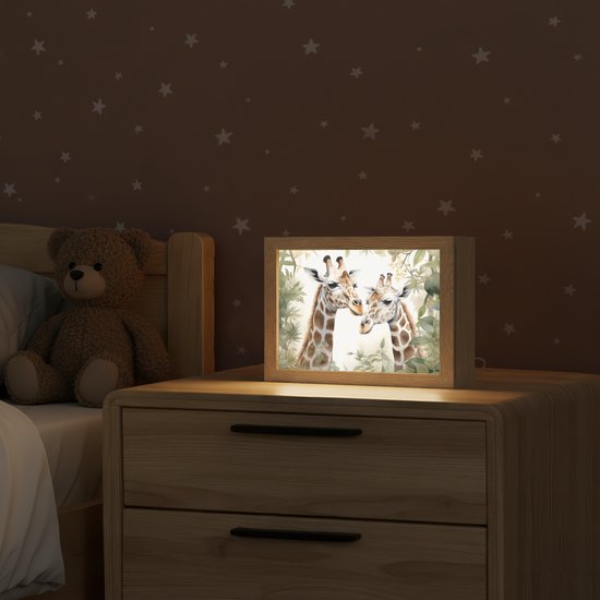 Nachtlampje 20x15 cm - Kinder lamp - Dieren - Giraffe - Bladeren - Kinderen - Tafellamp kinderkamer - Slaapkamer lamp - Bedlamp kinderen - Kinderlampje stopcontact - Wandlamp babykamer - Nachtlampjes van Merkloos — afbeelding 2