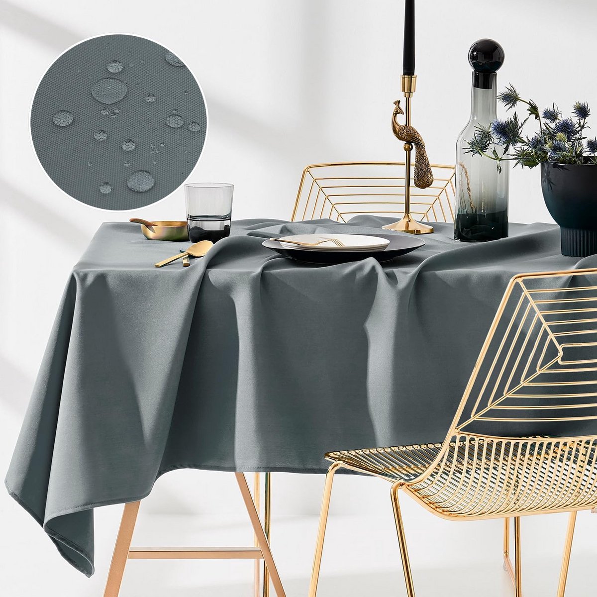 Waterafstotend en Vlekbestendig Tafelkleed Polyester Rechthoekig Lichtgrijs