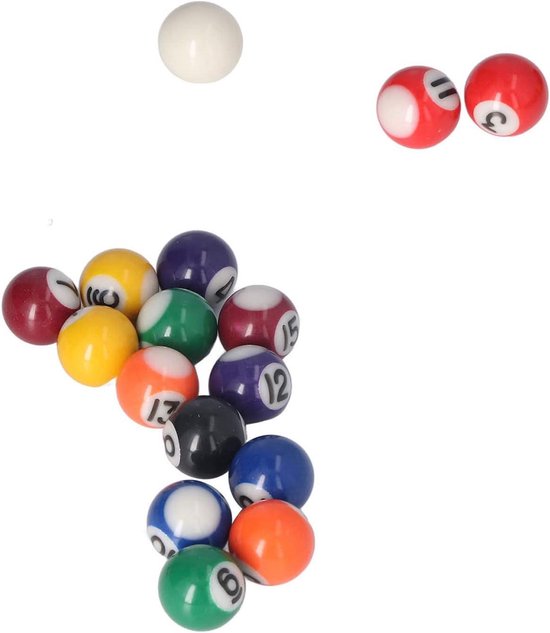 Cosensi - Mini biljartbal set met 16 ballen in Amerikaanse stijl, geschikt voor pooltafel. — afbeelding 5