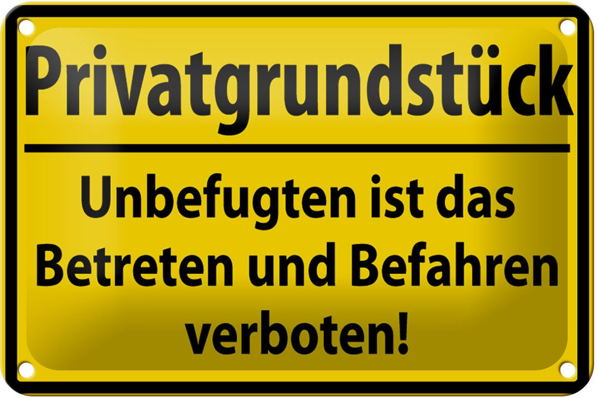 Blechschild Warnschild 18x12cm Privatgrundstück