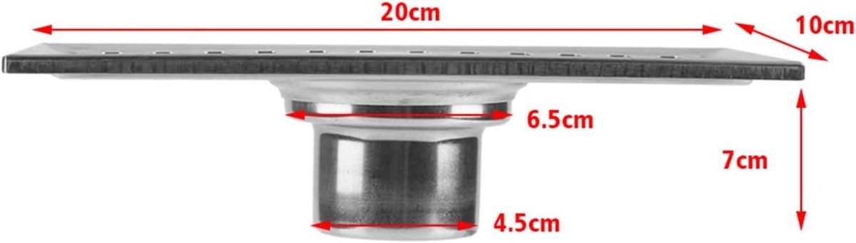 Doucheafvoer roestvrijstalen afvoerputje badkamer keuken 20x10 cm met filter