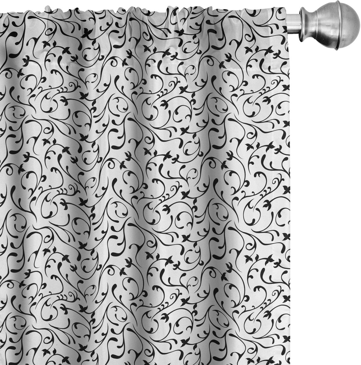 ABAKUHAUS Voorhangen Geprint Geometrisch – 2x75x245 cm – Kokoszwart Kokosnoot Zwart