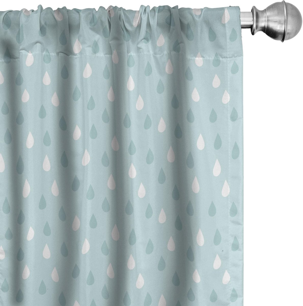 ABAKUHAUS – Gordijnen met geometrische print – 2x75x225 cm – Blauw-wit microvezel