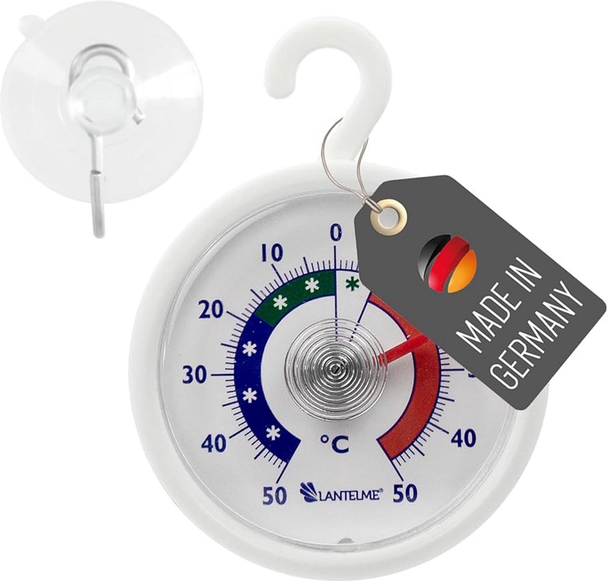 Analoge Koelkast- en Vriezerthermometer met Zuignap en Plakstrip (-50°C tot 50°C)