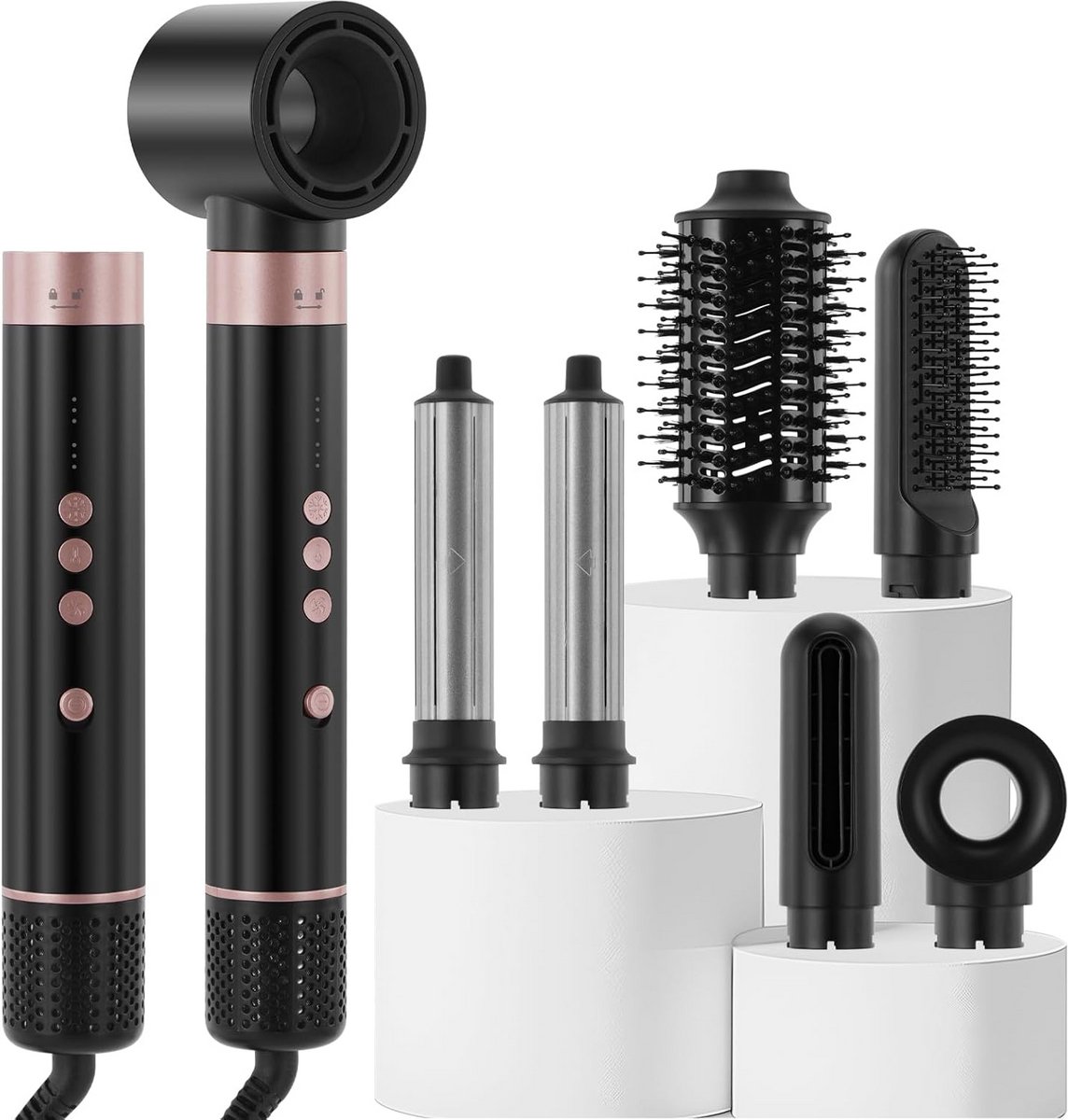 6-in-1 Luchtstyler Föhnborstel Set: Krullen, Föhnen, Stylen, Gladmaken en Volume Creëren