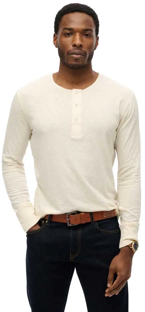 Superdry The Merchant Store Grandad lichtgewicht top Heren Tops Creme