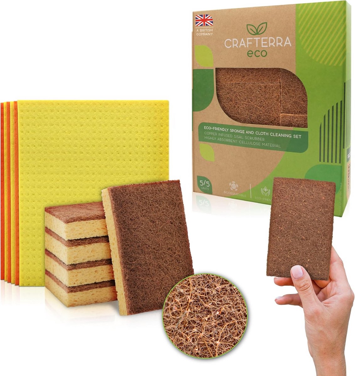 Biologisch Afbreekbare Keukensponzen en Doeken Set met Sisal & Koper