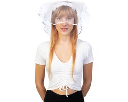 KIMU Haarband Bruidssluier Wit - Diadeem Bruid Sluier Witte Rozen - Bride to Be Vrijgezellenfeest Bruiloft Bruidje Trouwjurk Bruidsjurk Festival