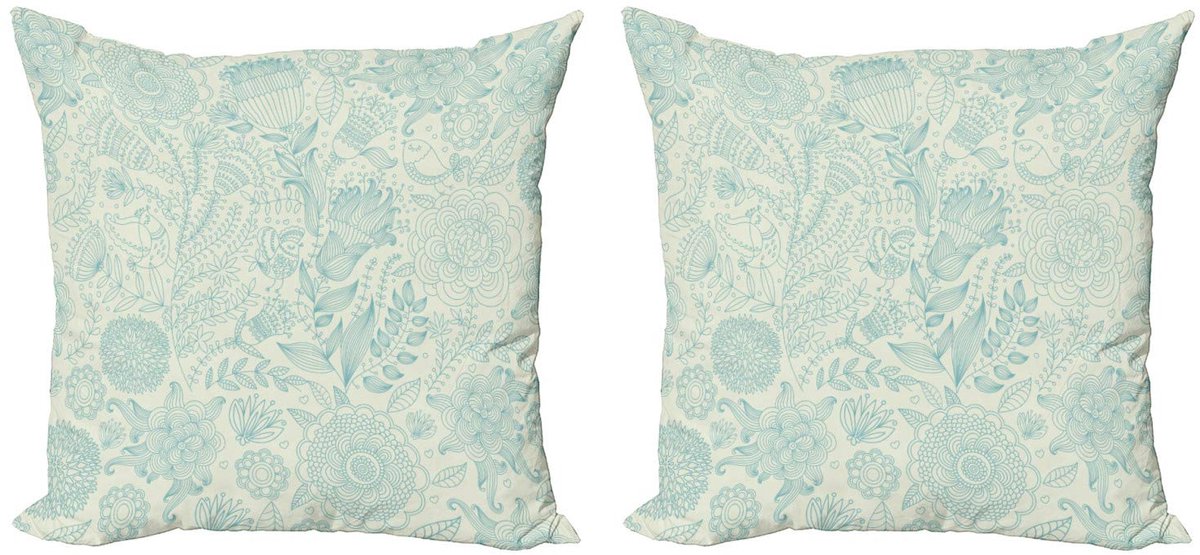 ABAKUHAUS Kussenhoezen Set – 2x45x45 cm – Dubbelzijdig bedrukt – Bloemen multicolor Hellgroen