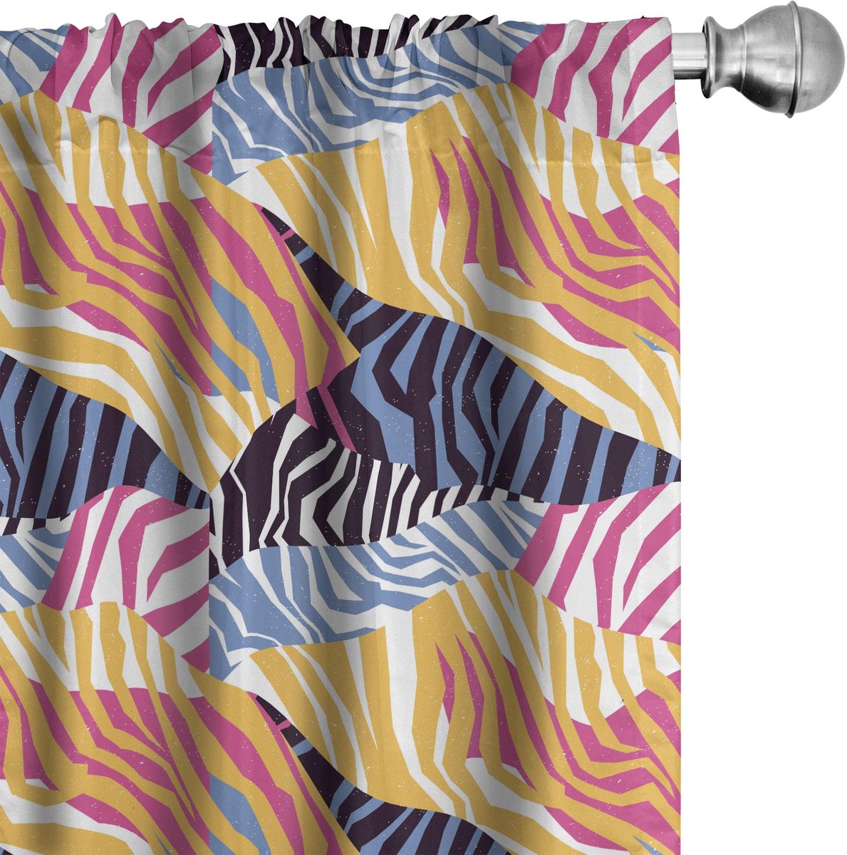 ABAKUHAUS Safari Gordijnen – Zebra Strepen – 2x75x175 cm – Multicolor Mehrfarbig