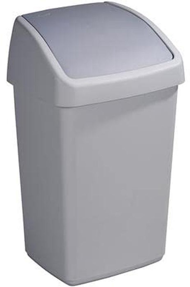 Rectangulaire afvalbak 25 liter met kanteldeksel grijs