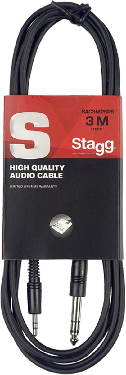 Stereo Audiokabel 3.5mm Mini Jack naar 6.35mm Jack - 3 Meter