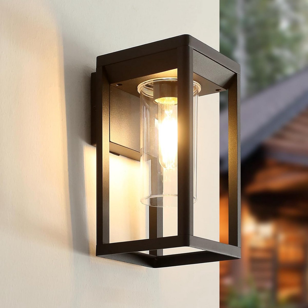 Vierkante Buitenwandlamp Zwart Metaal IP44 voor Tuin, Terras en Buitenruimtes