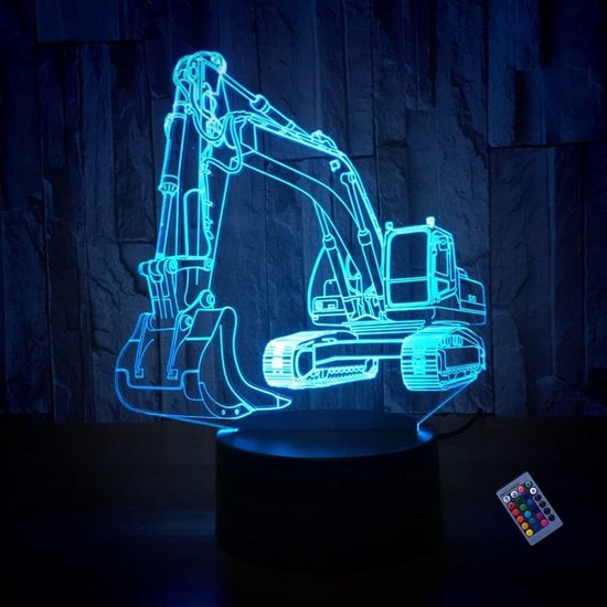 3D-lamp In De Vorm Van Een Graafmachine, Optische Illusies Nachtlampje Usb Kabel Touch Led Bureaulamp~p141736575