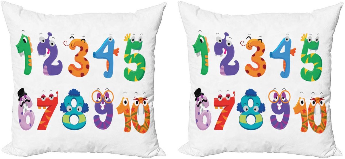 ABAKUHAUS nummer kussenhoes-set – 2x40x40 cm – multikleurig – digitaal bedrukt Mehrfarbig