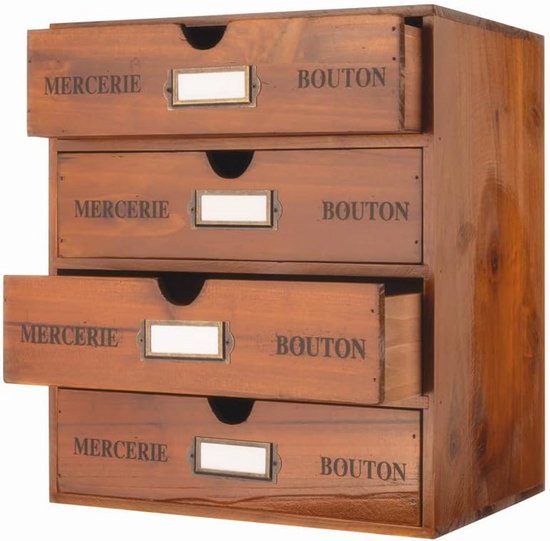 FWEEK Opbergdoos met laden, hout en bamboe, bureau-organizer, make-up