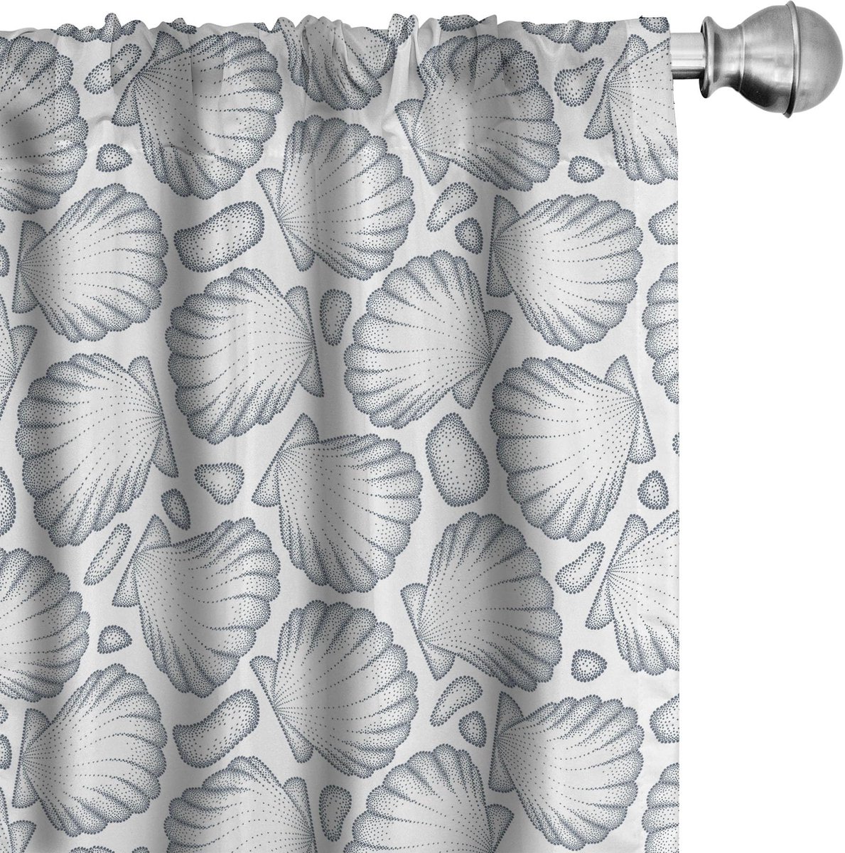 ABAKUHAUS Schelpen – Gordijnen – 2x75x225 cm – Nachtblauw & Wit – Halfdonker