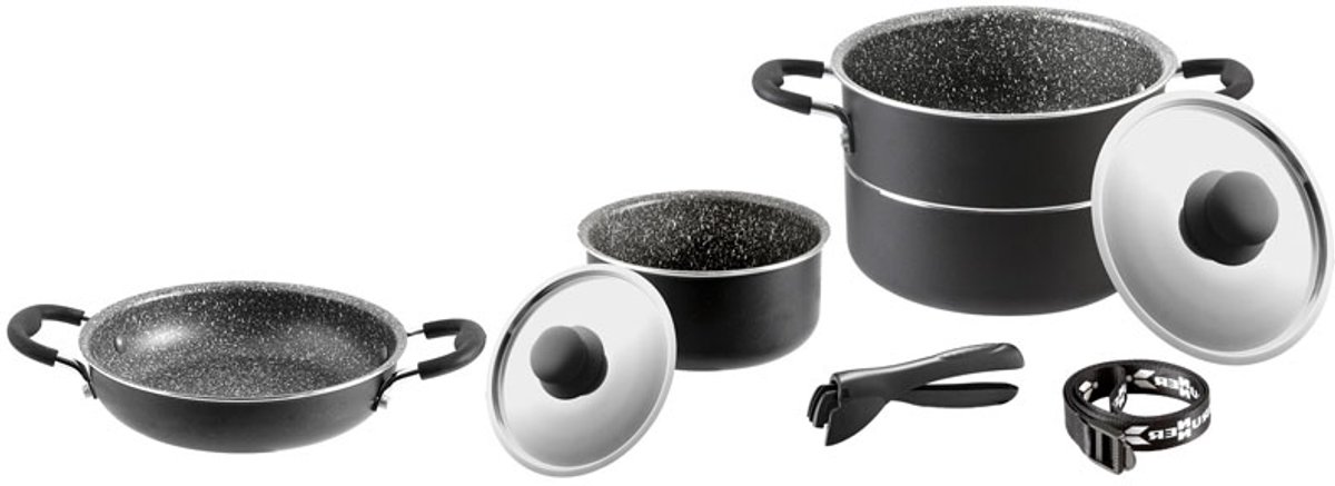 Brunner Pirate Camping Pannenset - Ø 18 - 7 Delig - Stapelbaar - Aluminium - PFOA vrij