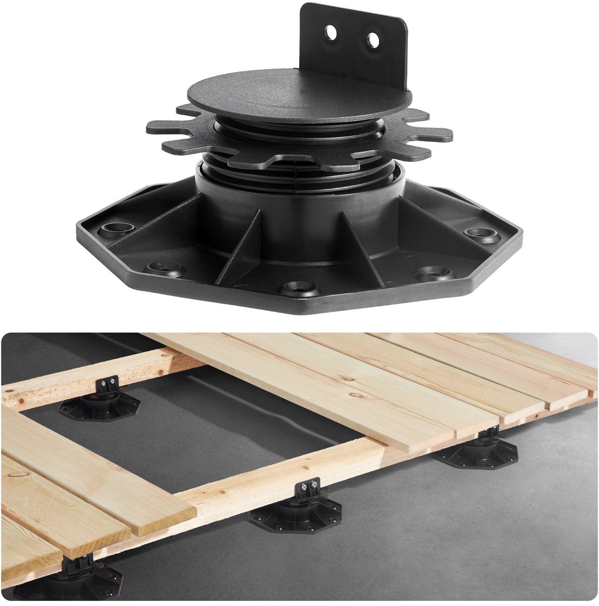 Terras- en Vloerdragers - Hoogteverstelbare Stelvoeten - Hoogte 30-60 mm - Draagvermogen 907 kg - Kunststof - Set van 12 - Geschikt voor Hout, Beton en Metaal