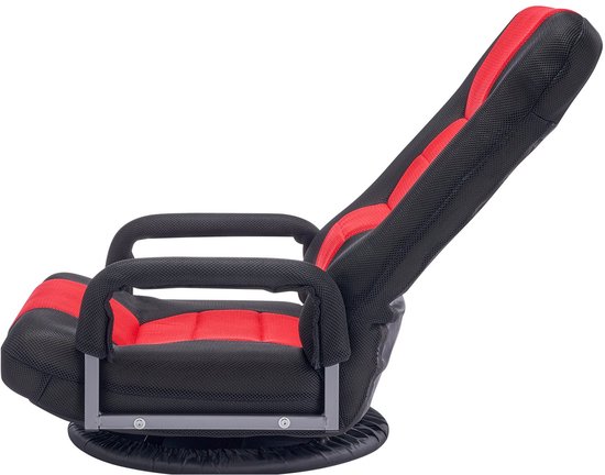 Draaibare Vloerstoel - Zitmeubel - Ontspannen Lezen - 6 Verstelbare Posities - 54 x 66 x 76 cm - Rood Zwart — afbeelding 4