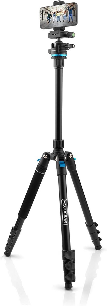 Lichtgewicht Fototripod 175 cm met Uitschuifbare Monopod en Smartphonehouder