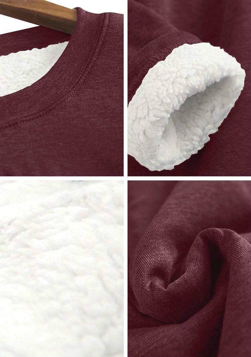 Dames Langarm Sweatshirt Plüsch Pullover met Ronde Hals