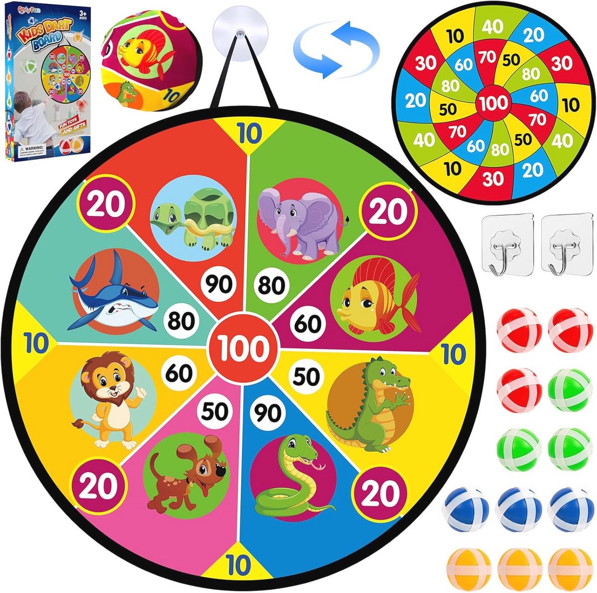 Dartbord voor Kinderen - Spelletjes vanaf 4 Jaar met Dieren, Halloween, Basketbal en Dinosaurus Thema's - Perfect voor Cadeaus voor Jongens van 3-10 Jaar