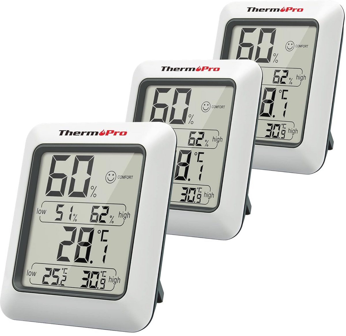 Digitale Thermohygrometer Set voor Binnengebruik - 3-in-1 Temperatuur en Luchtvochtigheidsmeter voor Optimale Klimaatcontrole