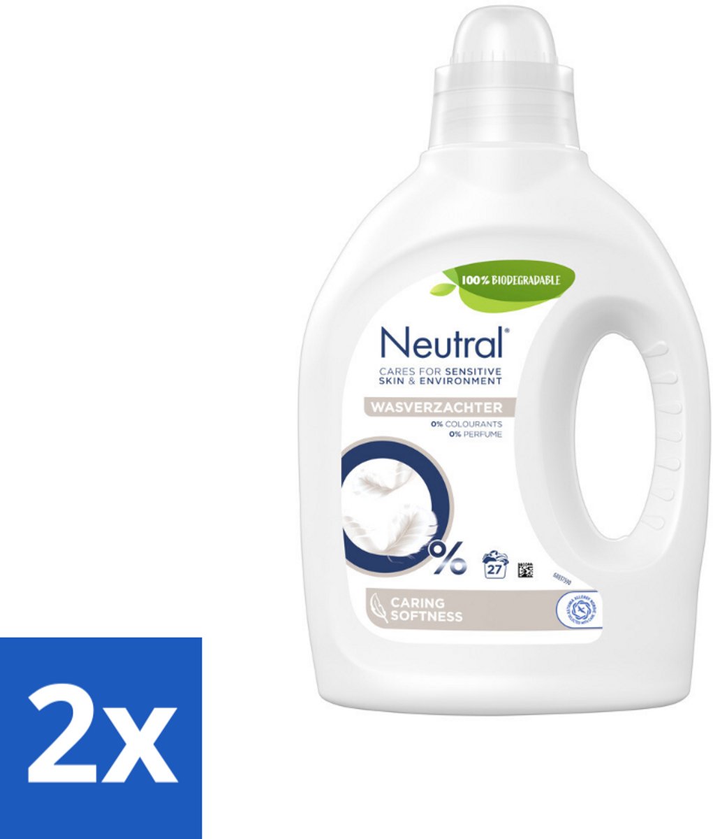 2 x Neutral - Wasverzachter - Parfumvrij - Gevoelige huid - 27 wasbeurten - Wasverzachter - Parfumvrij - Hypoallergeen - Gevoelige Huid - Babywas