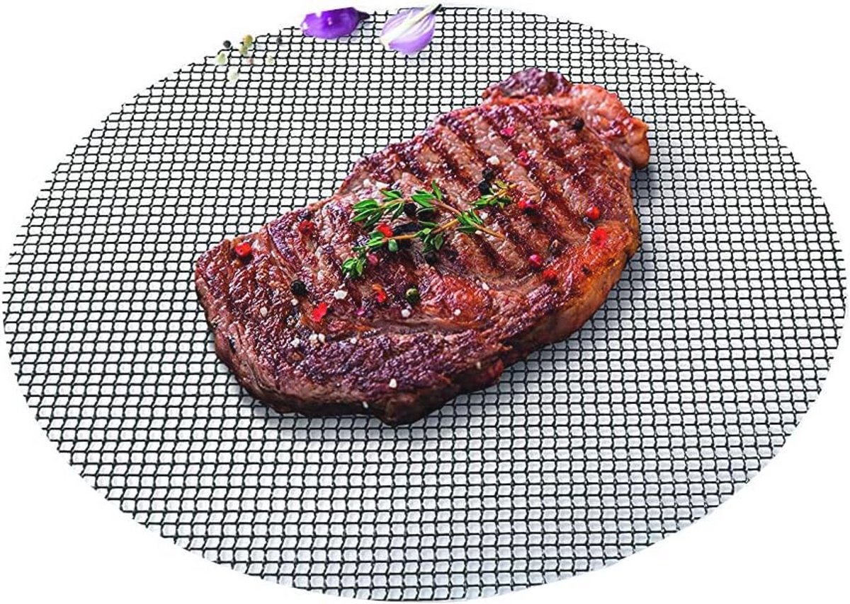 Grillmat voor gasgrill en houtskoolgrill, herbruikbare grillfolie met anti-aanbaklaag