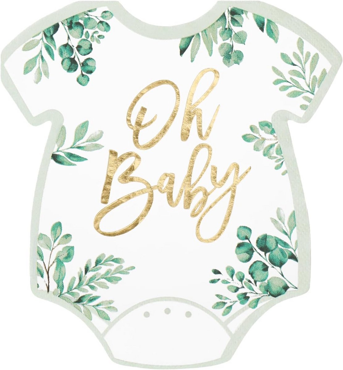 Servetten Oh Baby met Eucalyptus Decoratie voor Babyshower en Geboorte (30 stuks)