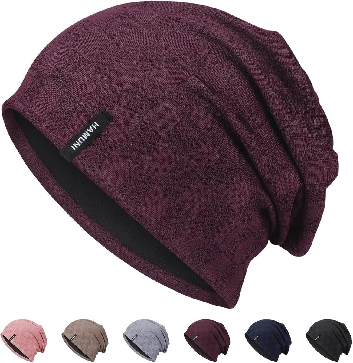 Slouch Beanie Muts voor Mannen en Vrouwen - Dunne Lichtgewicht Hoed voor Hiphop en Casual Gebruik - Wijnrood