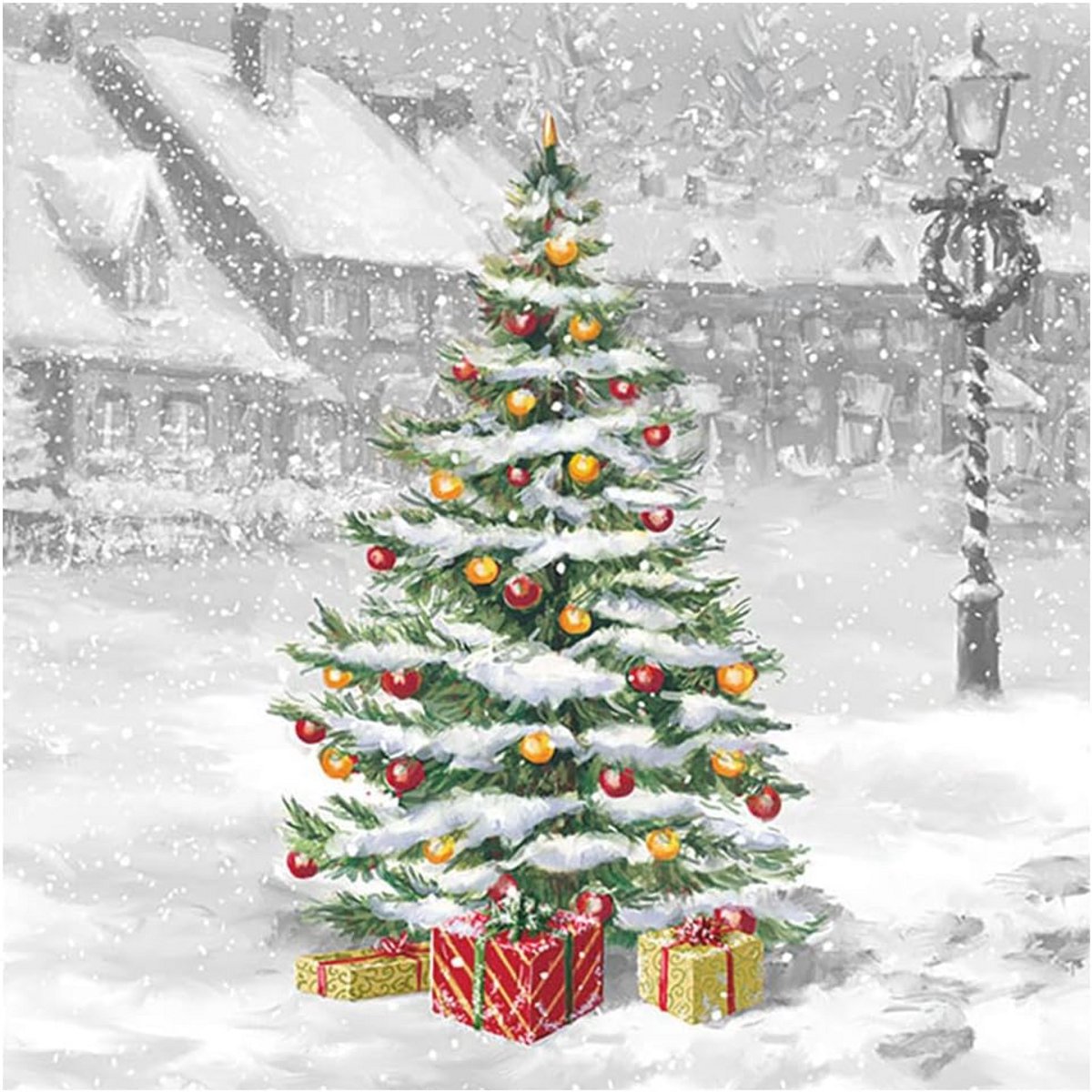Kerstartikelen: 3-laagse Servetten met Kerstboom Motief - 20 Stuks, 33 cm