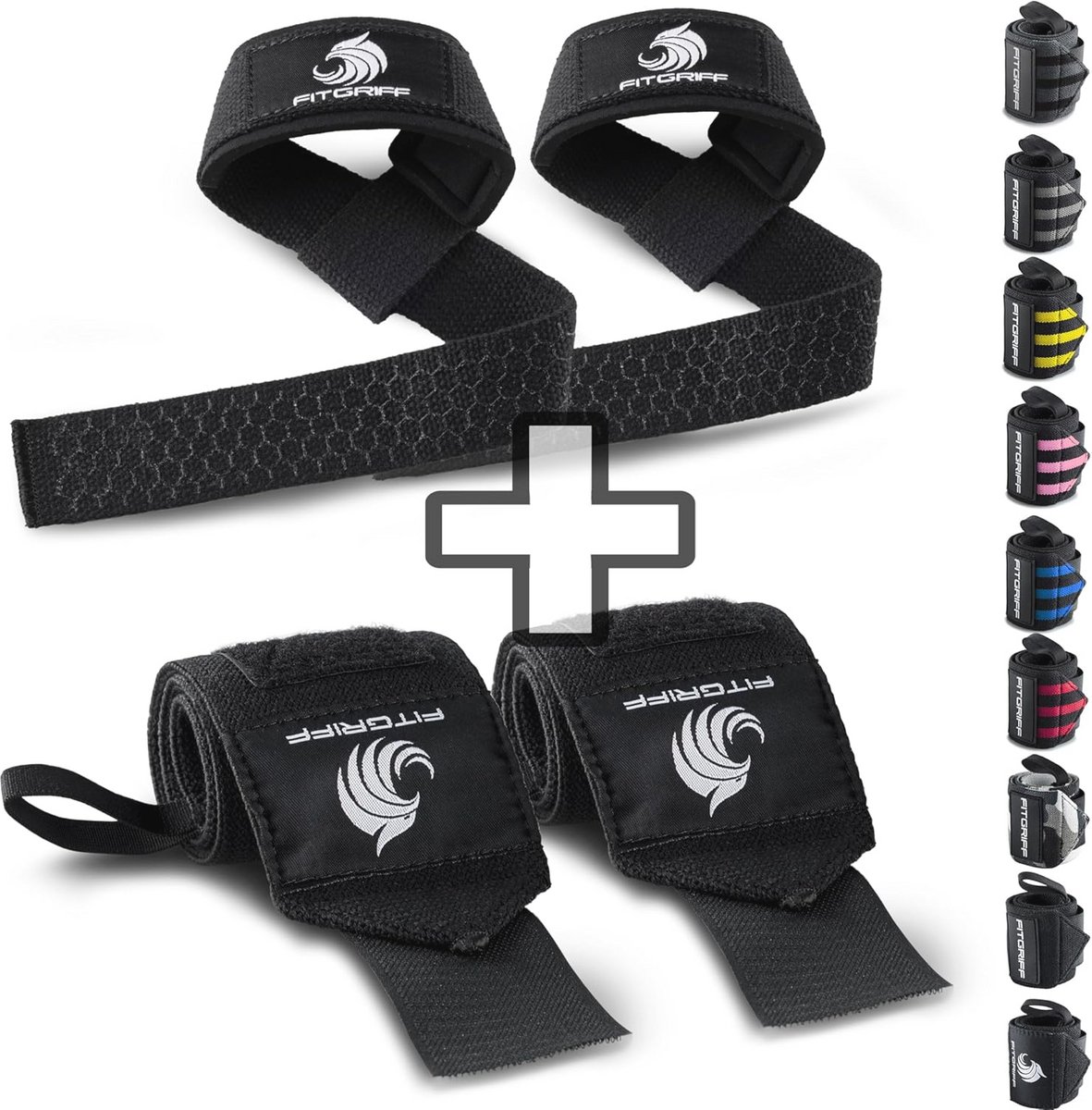 Wrist wraps + pulling aids set - perfect for strength training, fitness and bodybuilding