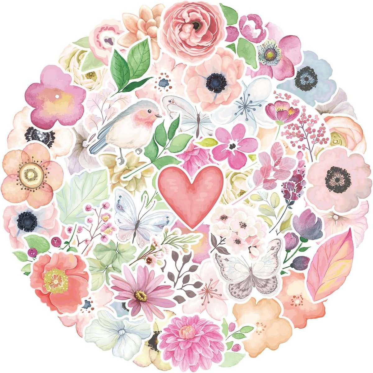 Waterdichte bloemenstickers - 50 stuks voor laptop, waterfles, telefoon en scrapbook