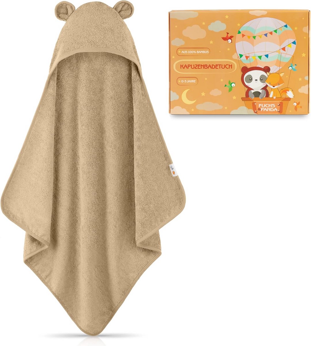 Zachte en Absorberende Babyhanddoek met Capuchon - 75x75 cm, 100% Bamboe - Ideaal voor Baby's en Peuters - Leuke Geschenkverpakking