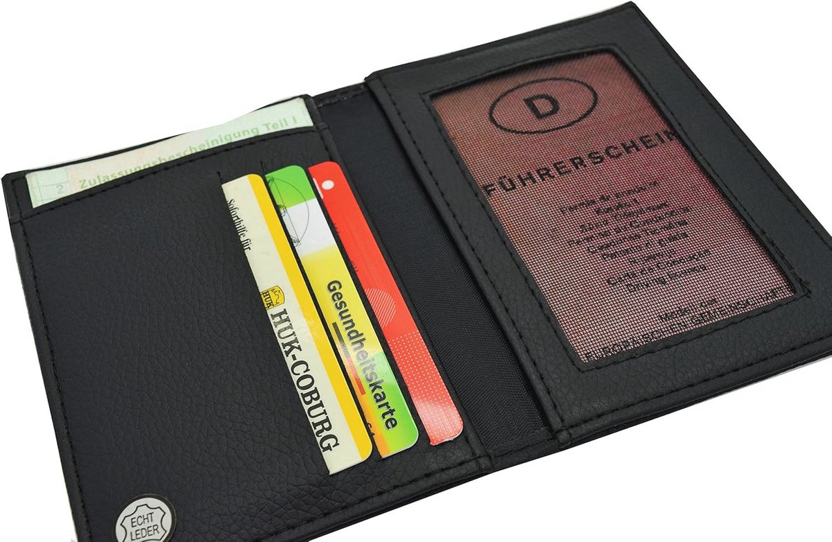 Kaarthouder | Creditcardhouder | ID-kaarthouder | Portemonnee voor Dames en Heren | Leer | Bruin en Zwart | Kijkvenster | 6 Vakken