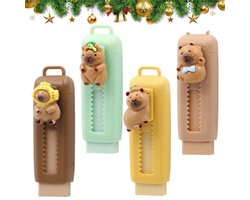 foto van 4 stuks Schattige Capibara Uitschuifbare Gum - Schuifbare Potloodgum voor Kantoor & School (4 kleuren)