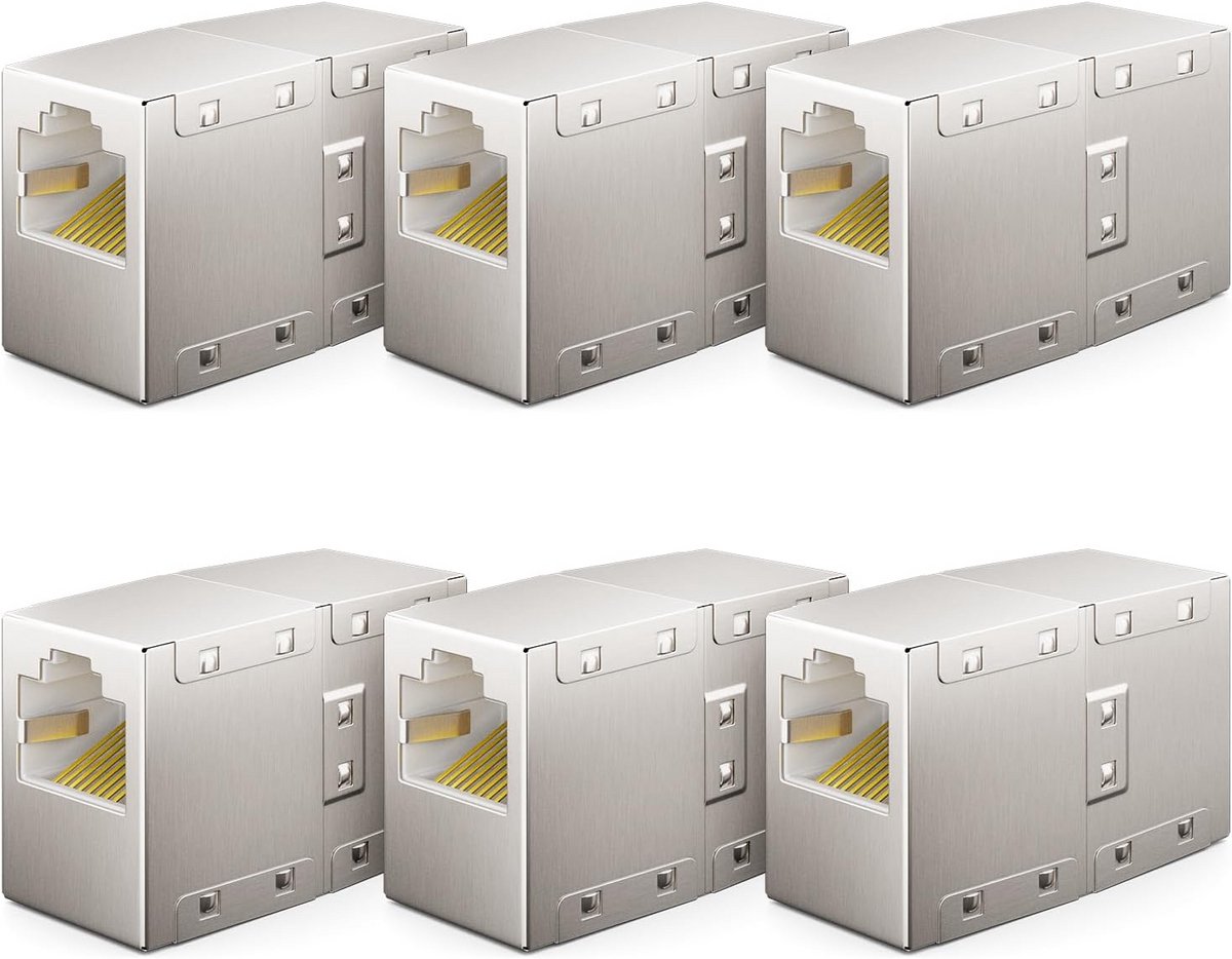 6 Stuks RJ45 Coupler voor Ethernet Netwerk - Gigabit LAN-Kabel Verlenging Adapter