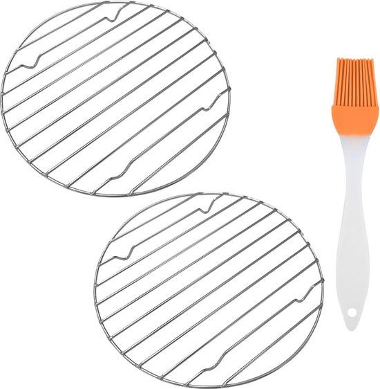 Rond Kookrek, Roestvrij Staal Rond Rooster Ne, Barbecuenet, Bakplaat BBQ Grid, Met Been voor Bakken Koken Stomen BBQ, Perfect voor Outdoor Barbecue en Picknicks (20cm