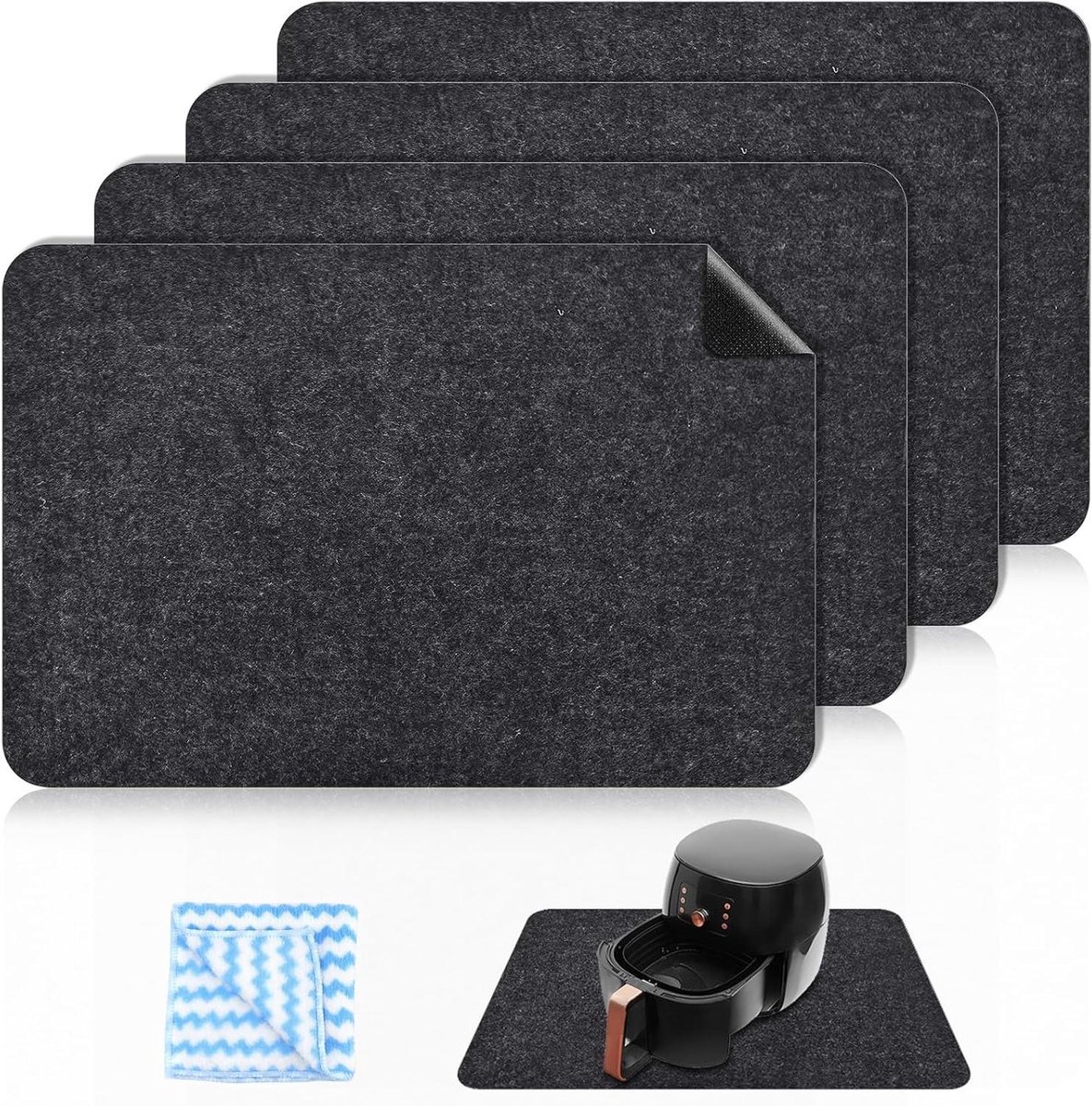 Allecta - Hittebestendige mat 4 stuks voor luchtfriteuse en keukenapparaten - 30 x 44 cm