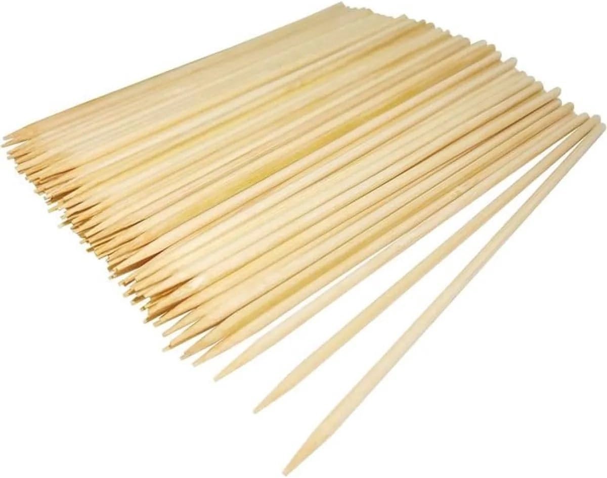 Set van 100 Houten Spiesjes en Grill Buizen voor Fruit en Groenten - 25 cm
