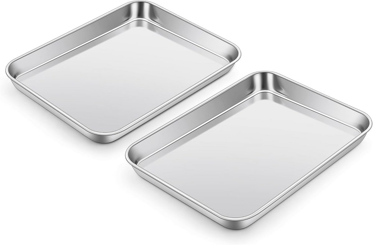 Roestvrijstalen Bakplaat Set - Rechthoekige Ovenplaat, 2 Stuks