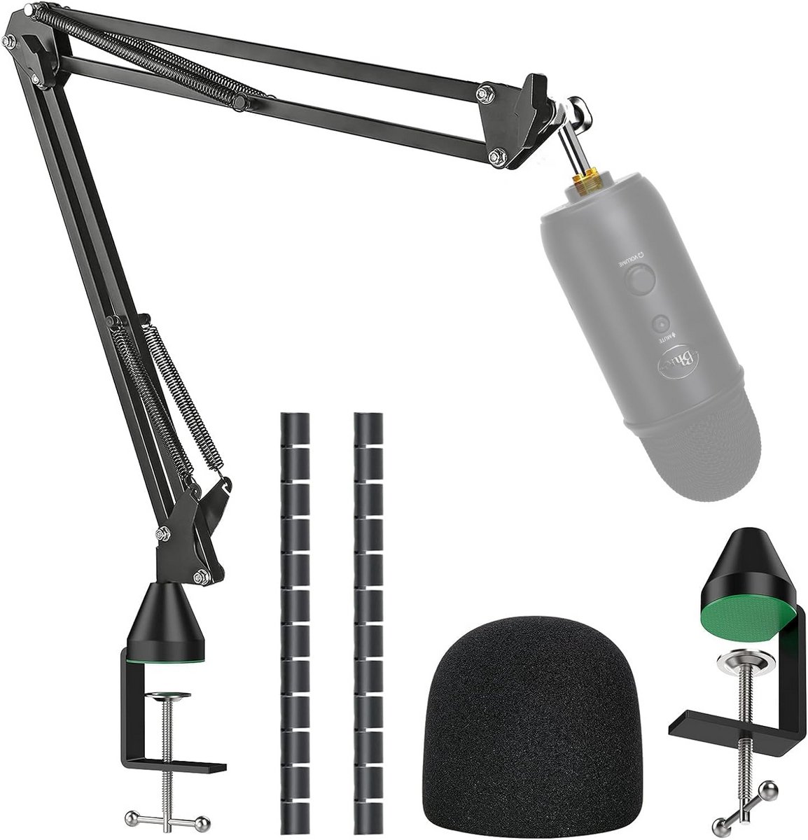 microfoonstandaard met schokdemper en popfilter voor podcasting