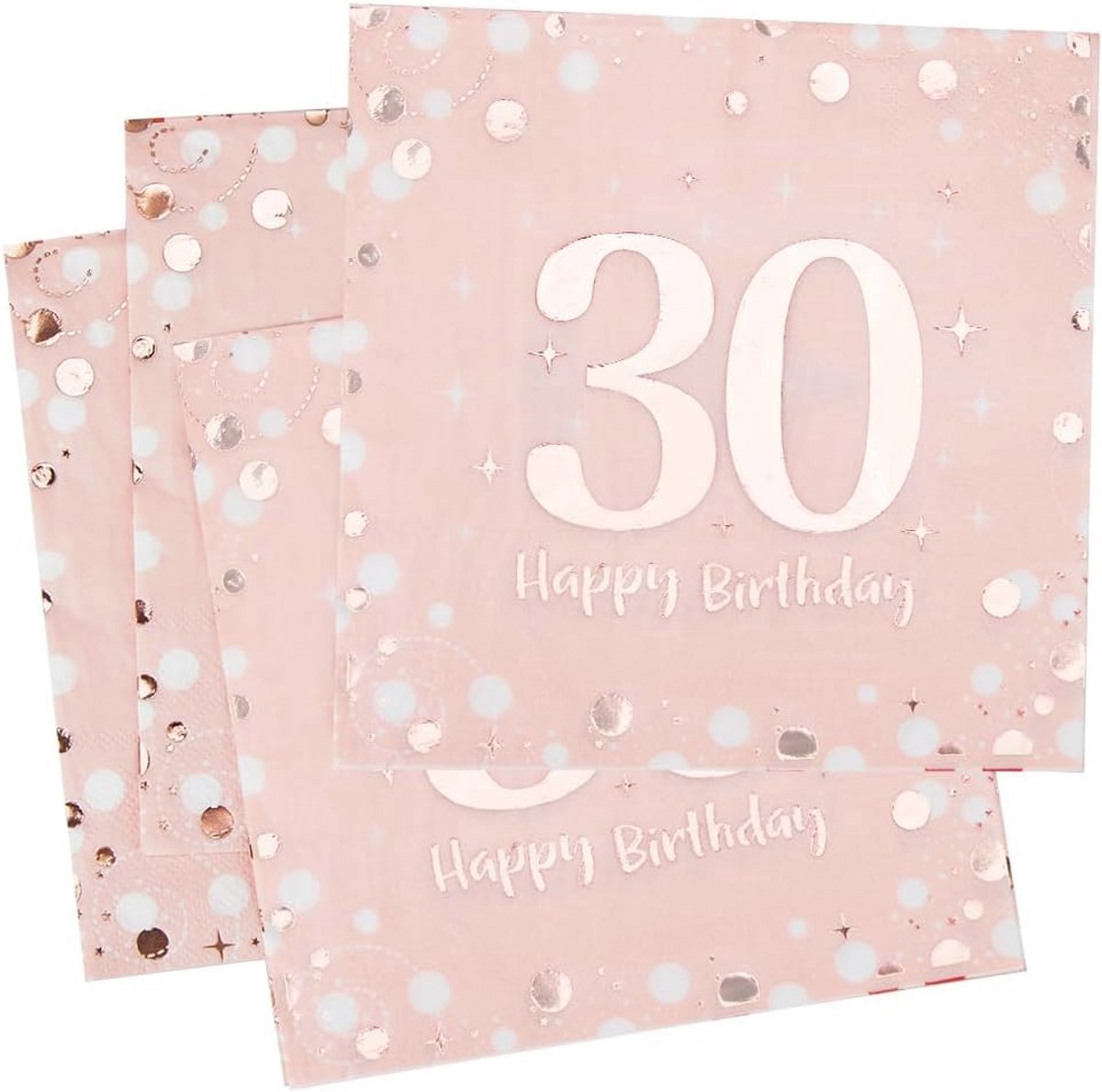 Roze Servetten voor 30e Verjaardag - 30 Stuks - Milestone Tafeldecoratie