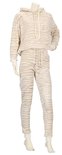 Beige fleece loungewear set met zebraprint, hoodie met trekkoord.