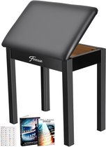 Finesse Pianokruk - met Opbergruimte - Zacht Kussen - Pianobank - Pianostoel - Zwart