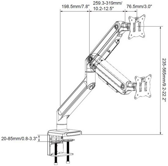 VM-MG1S - tot 42 inch - tot 20 kg - Monitorsteun Zwart van Merkloos — afbeelding 5
