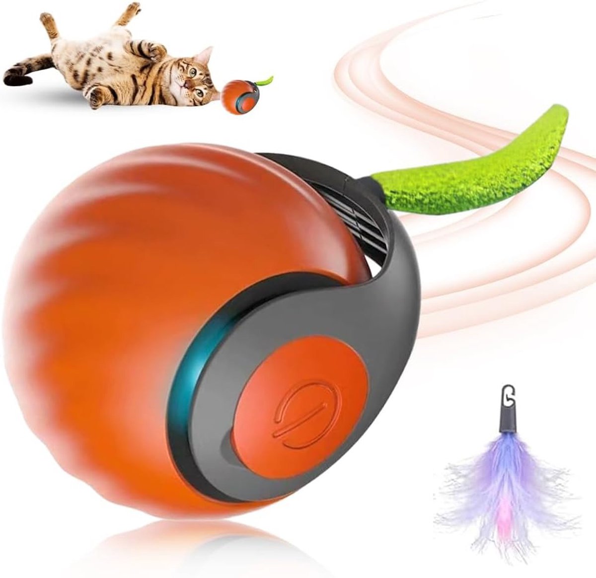 Interactief kattenspeelgoed voor binnenkatten, Speedy Tail automatisch bewegende kattenbal, kattenspeelgoed, slim speelgoed voor katten en honden - automatisch bewegende bal voor gebruik binnenshuis