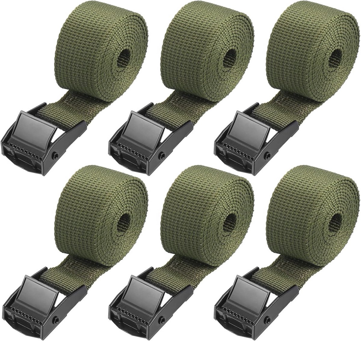 Stevige Spanbanden – 6 Stuks Sjorbanden met Nokgesp voor Veilige Bevestiging van Bagage en Pakketten